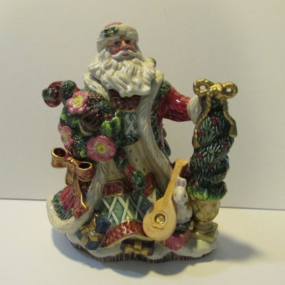 Fitz and Floyd Santa shape teapot with Christmas tree and toys - Picture 1 of 10